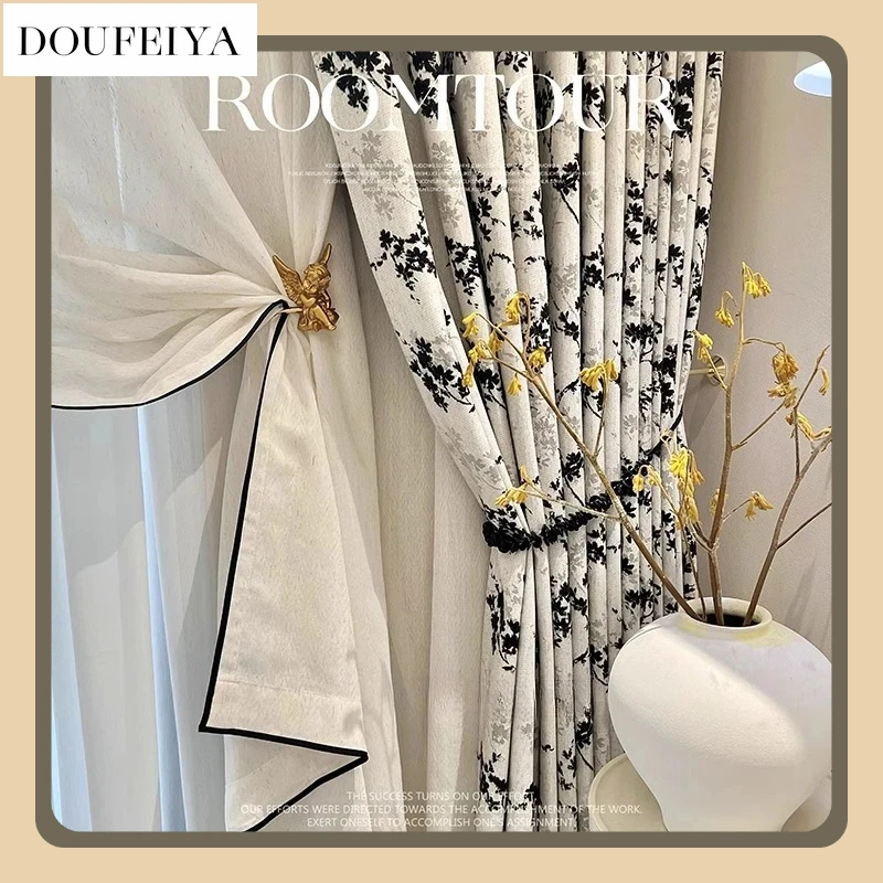 Fashion Yarn Dyed Jacquard High Blackout Curtains Flax Texture Base French Style Black and White Ancient Style Curtains Thick
Fashion Yarn Dyed Jacquard High Blackout Curtains Flax Texture Base French Style Black and White Ancient Style Curtains Thick