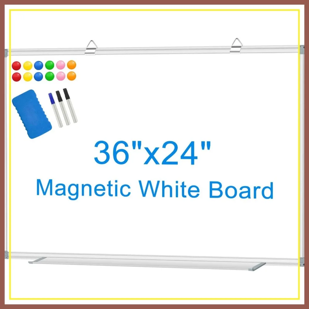 36" x 24" Aluminum Magnetic Whiteboard for Wall, Dry Erase Board with Long Pen Tray, 12 Magnets, 3 Markers & 1 Eraser
36" x 24" Aluminum Magnetic Whiteboard for Wall, Dry Erase Board with Long Pen Tray, 12 Magnets, 3 Markers & 1 Eraser