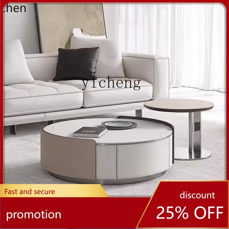 HT saddle leather rock slab coffee table combination round light luxury living room small apartment coffee table
HT saddle leather rock slab coffee table combination round light luxury living room small apartment coffee table