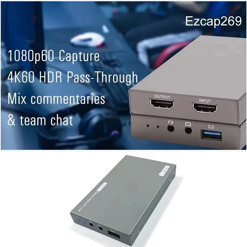 4K 60hz HDR Loop HDMI To USB 3.0 Video Capture Card Game Recording Box for PC OBS Live Streaming 3.5mm MIC Gamepad Audio Input
4K 60hz HDR Loop HDMI To USB 3.0 Video Capture Card Game Recording Box for PC OBS Live Streaming 3.5mm MIC Gamepad Audio Input