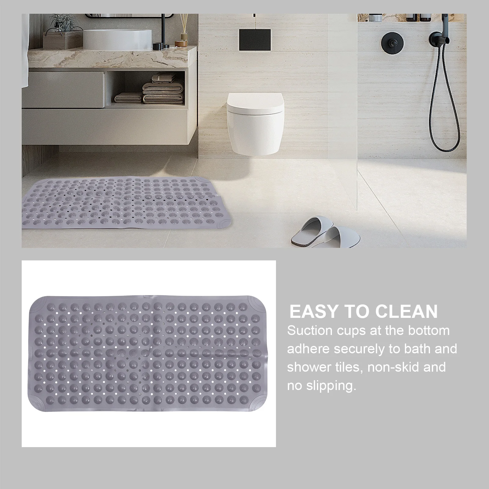Bath Non-Slip Mat Grey PVC Square Shower Safety Non Slip Bathtub Mat Suction Cups Textured Eco-Friendly
Bath Non-Slip Mat Grey PVC Square Shower Safety Non Slip Bathtub Mat Suction Cups Textured Eco-Friendly