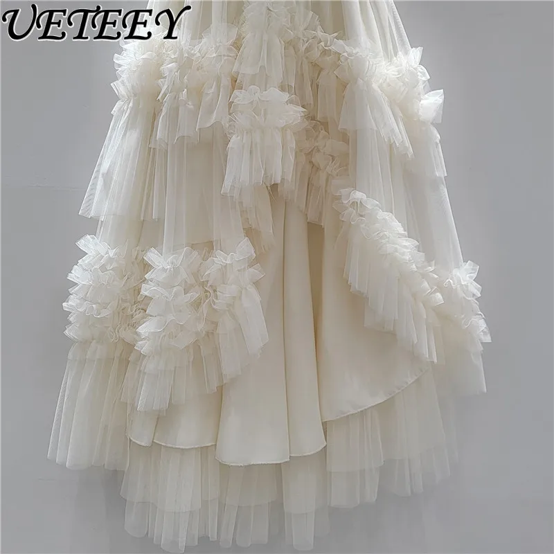 Romantic Heavy Industry Ruffle Mesh Puffy Skirt Women Spring Summer Irregular Fishtail A-libe Long Skirt Sweet Fairy Cake Skirts
Romantic Heavy Industry Ruffle Mesh Puffy Skirt Women Spring Summer Irregular Fishtail A-libe Long Skirt Sweet Fairy Cake Skirts