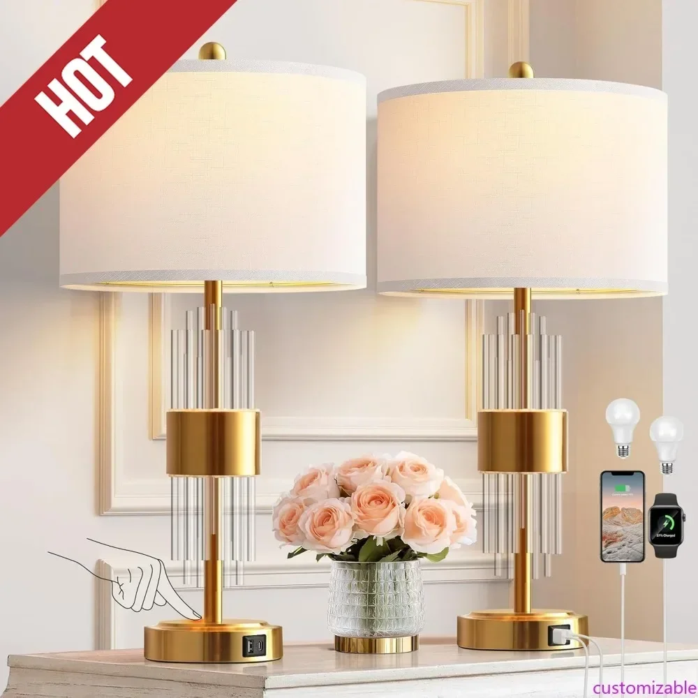 Customizable-QiMH Table Lamp For Living Room With USB A+C Ports, Gold Bedside Lamps For Bedrooms Set Of 2 With Touch Control, Mo
Customizable-QiMH Table Lamp For Living Room With USB A+C Ports, Gold Bedside Lamps For Bedrooms Set Of 2 With Touch Control, Mo
