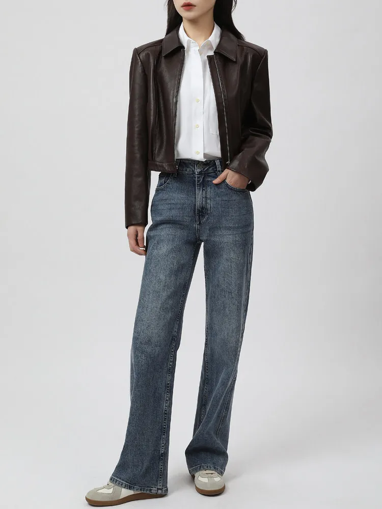 Casual Short Genuine Leather Motorcycle Jackets Women Simple Slim Solid Soft Natural Real Sheepskin Leather Coat chaqueta cuero
Casual Short Genuine Leather Motorcycle Jackets Women Simple Slim Solid Soft Natural Real Sheepskin Leather Coat chaqueta cuero