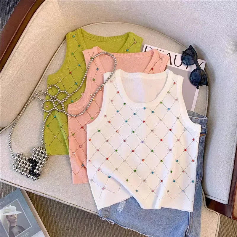 Small fragrance texture camisole vest women wear a top female summer diamond sleeveless round neck slim-fit vest
Small fragrance texture camisole vest women wear a top female summer diamond sleeveless round neck slim-fit vest