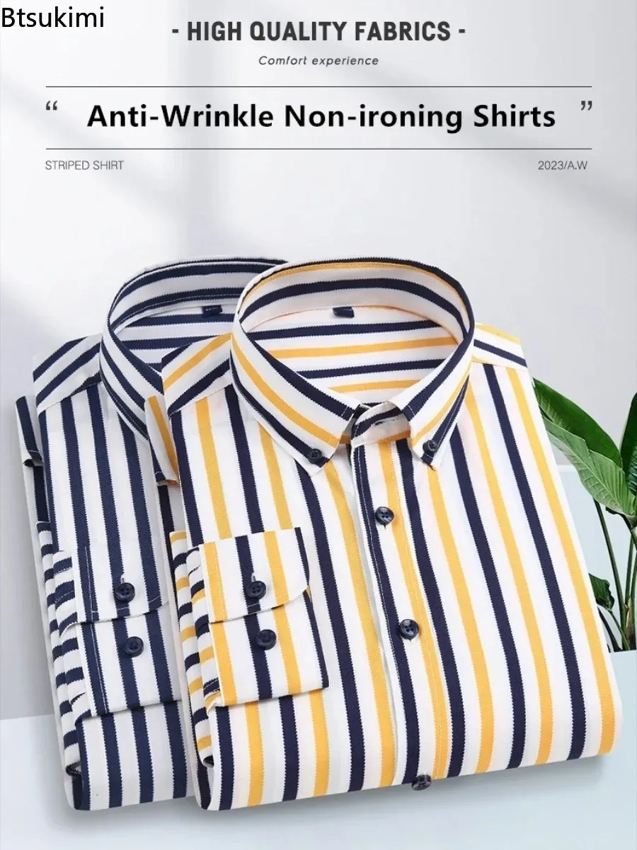 2026 Men's Business Casual Dress Shirts Classic Striped Long Sleeve Slim Shirt Comfy Wrinkle-resistant Easy Care Shirt Tops Male
2026 Men's Business Casual Dress Shirts Classic Striped Long Sleeve Slim Shirt Comfy Wrinkle-resistant Easy Care Shirt Tops Male