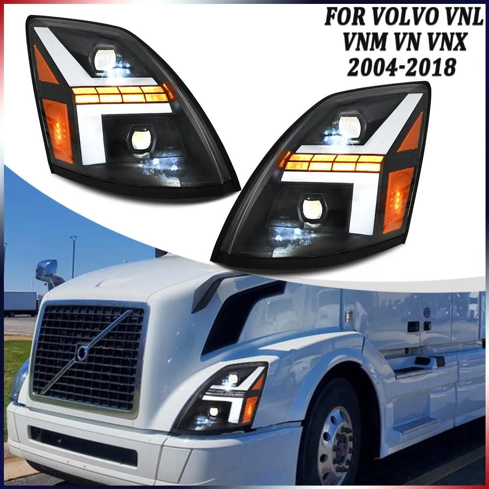 1 пара светодиодных фар в сборе, подходит для Volvo VNL VNM VN VNX 2004-2018, передние фары, последовательные аксессуары для фар DRL 
1 пара светодиодных фар в сборе, подходит для Volvo VNL VNM VN VNX 2004-2018, передние фары, последовательные аксессуары для фар DRL