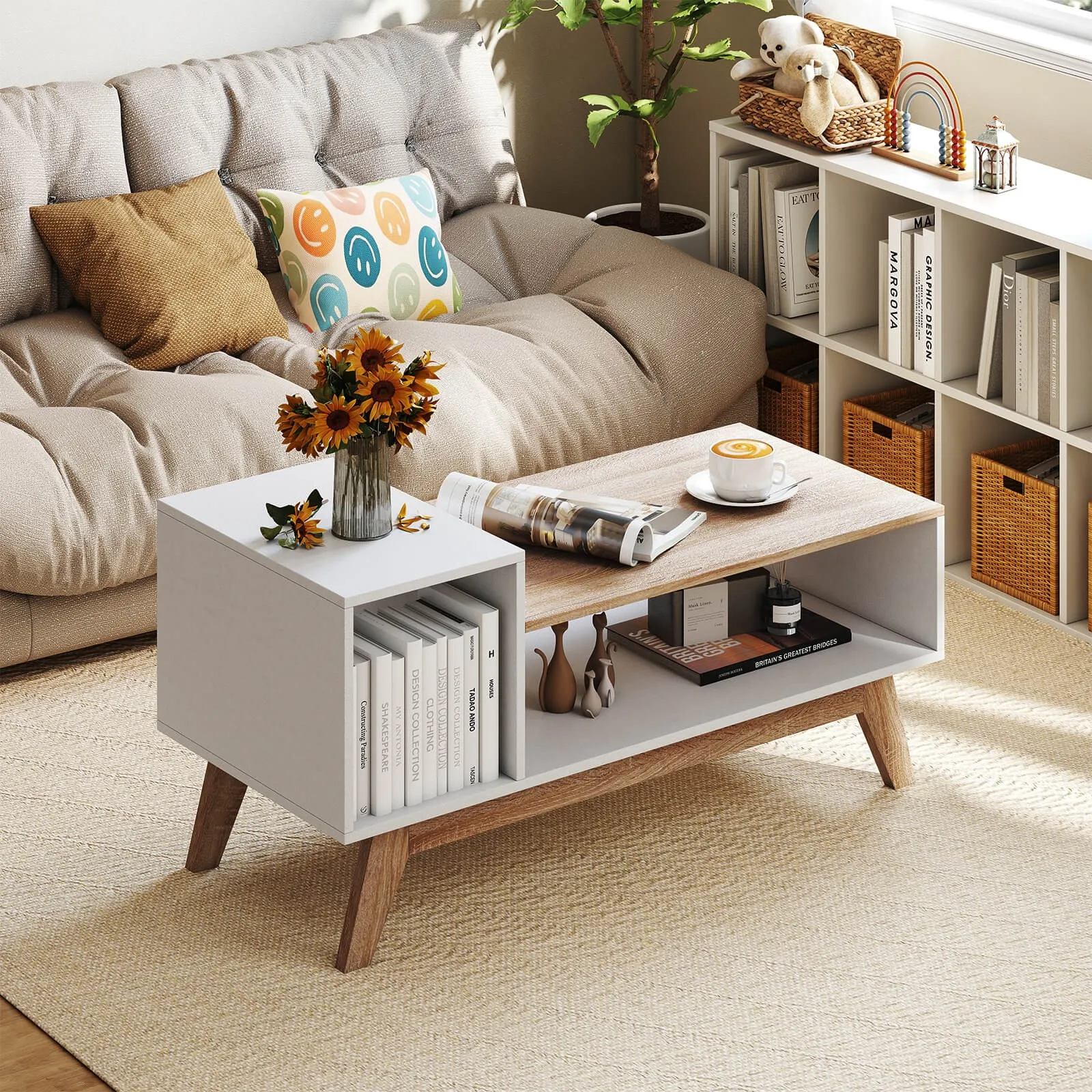 Coffee Table 43" Center Table with Stepped Tabletop & Storage Compartments
Coffee Table 43" Center Table with Stepped Tabletop & Storage Compartments