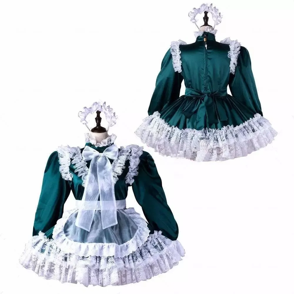 Sexy sissy French maid green satin lockable multi-layer ruffle edge dress maid cosplay costume customizable
Sexy sissy French maid green satin lockable multi-layer ruffle edge dress maid cosplay costume customizable