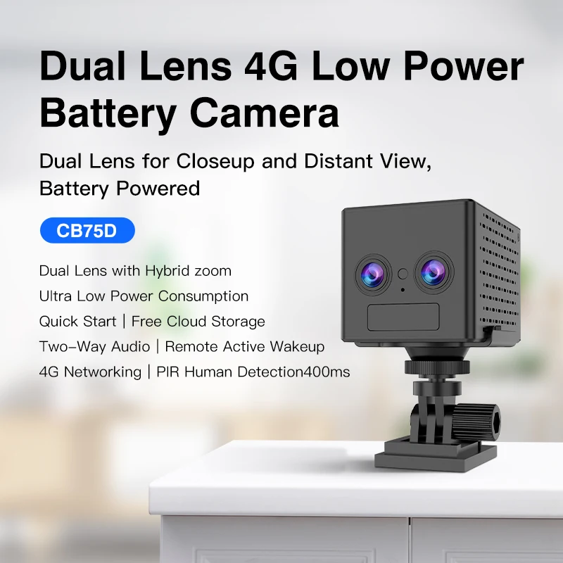 Vstarcam CB75D O-Kam APP 3MP 1296P Dual Lens Bluetooth Battery Power 4G Camera Wide Angle Home Security CCTV Baby Monitor
Vstarcam CB75D O-Kam APP 3MP 1296P Dual Lens Bluetooth Battery Power 4G Camera Wide Angle Home Security CCTV Baby Monitor