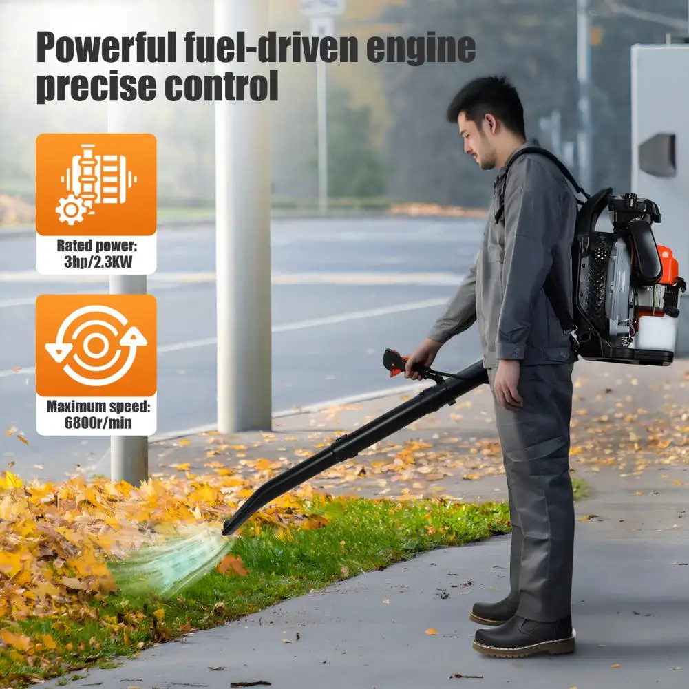 65cc 2-Stroke Backpack Leaf Blower, 200MPH High Velocity Strong Wind Blower with 1.7L Fuel Tank for Garden Yard
65cc 2-Stroke Backpack Leaf Blower, 200MPH High Velocity Strong Wind Blower with 1.7L Fuel Tank for Garden Yard