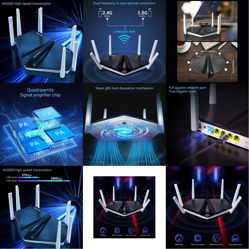 20CE Whole Home Coverage WiFi6 Router with 6 Antennas Gigabit Port for Streaming
20CE Whole Home Coverage WiFi6 Router with 6 Antennas Gigabit Port for Streaming