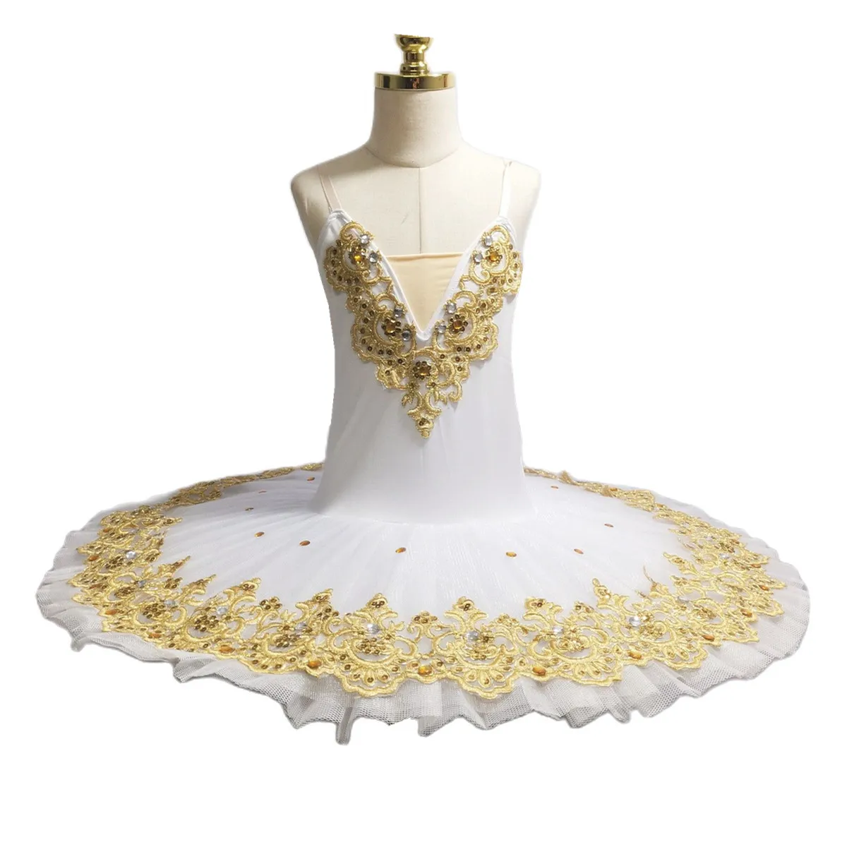 White Swan Lake Ballet Tutu Skirts For Bellerina Gold Embroidery Lace Stage Belly Performance Costumes
White Swan Lake Ballet Tutu Skirts For Bellerina Gold Embroidery Lace Stage Belly Performance Costumes