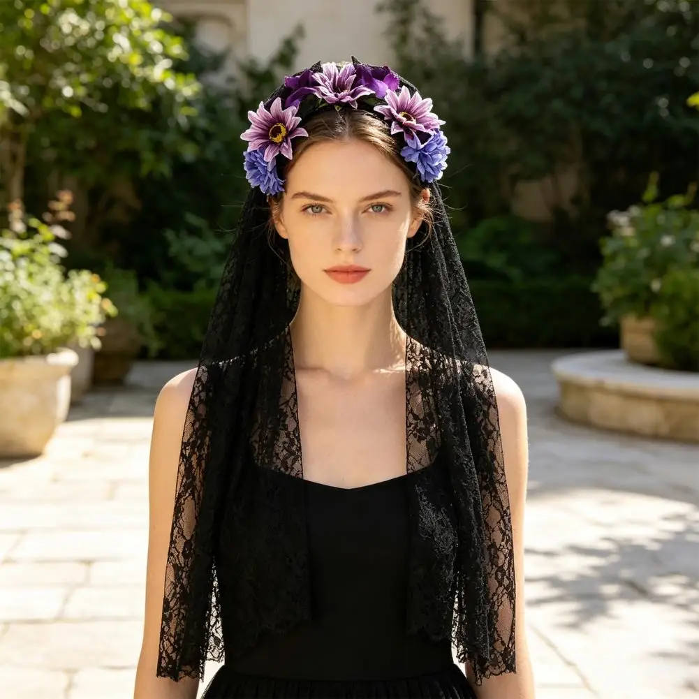 Hair Hoop Lace Hair Hoop with Simulated Flowers Hollow See-through Headband Black Veil Halloween Day of Dead Accessory Stable
Hair Hoop Lace Hair Hoop with Simulated Flowers Hollow See-through Headband Black Veil Halloween Day of Dead Accessory Stable