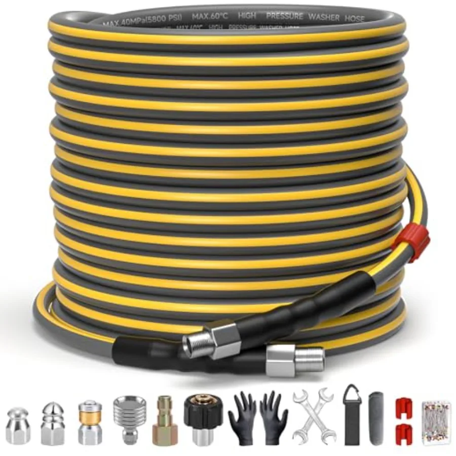 Sewer Jetter Kit for Pressure Washer 5800PSI Drain Cleaner Hose 1/4 Inch NPT Corner Showerhead Rotating rotates Mushroom Nose C
Sewer Jetter Kit for Pressure Washer 5800PSI Drain Cleaner Hose 1/4 Inch NPT Corner Showerhead Rotating rotates Mushroom Nose C