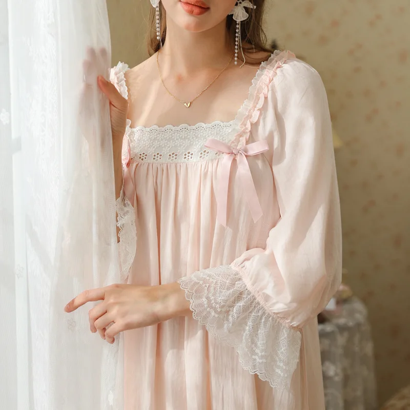 Women Beautiful Princess Sweet Long Sleeve Pink Nightgown Nightdress Loose Fit Loungewear Palace Cotton Cute Morning Robe Gown
Women Beautiful Princess Sweet Long Sleeve Pink Nightgown Nightdress Loose Fit Loungewear Palace Cotton Cute Morning Robe Gown