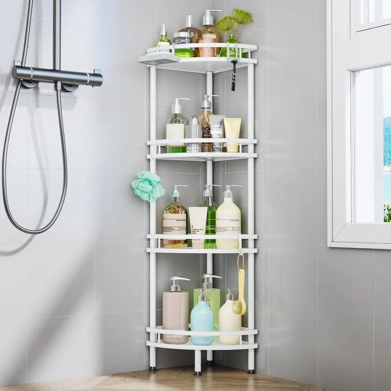 Standing Corner Shower Caddy - 4 Tier Shower Organizer Corner with Soap Holder and 4 Hooks, Rustproof Bathroom Storage Sh
Standing Corner Shower Caddy - 4 Tier Shower Organizer Corner with Soap Holder and 4 Hooks, Rustproof Bathroom Storage Sh