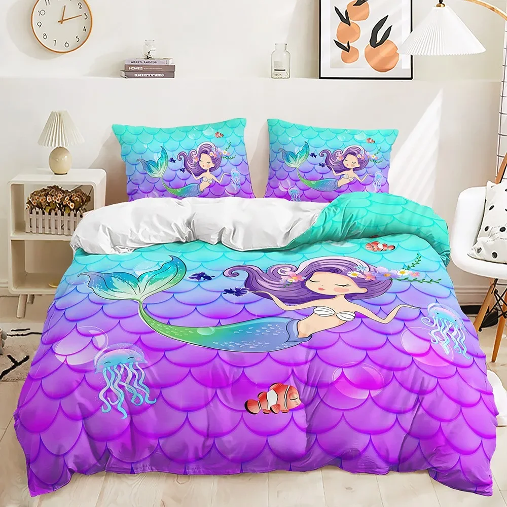 Mermaid Beautiful Rainbow Bedding Set Polyester Duvet Cover Set Single Full Twin Queen Comforter Sets for Girls Women Bed Linen
Mermaid Beautiful Rainbow Bedding Set Polyester Duvet Cover Set Single Full Twin Queen Comforter Sets for Girls Women Bed Linen