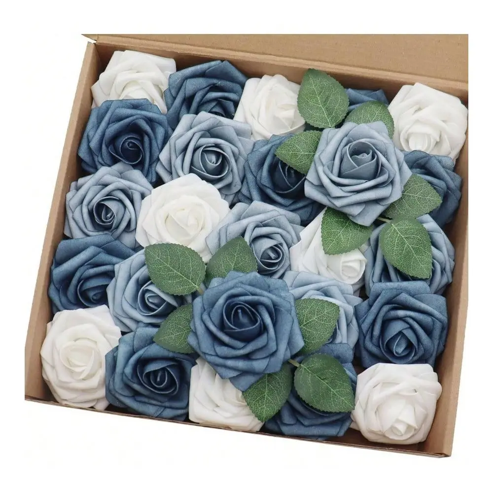 Artificial Flowers 25PCS Real Looking White Dusty Blue Shades Fake Roses With Stem For DIY Wedding Bouquets Centerpieces Shower
Artificial Flowers 25PCS Real Looking White Dusty Blue Shades Fake Roses With Stem For DIY Wedding Bouquets Centerpieces Shower