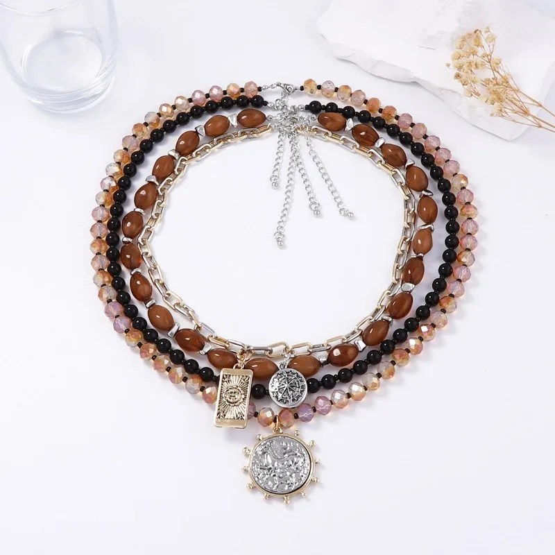 Vintage Geometric Pendant Necklaces Multi Layer Beaded Choker Boho Crystal Chain Luxury Casual Holiday Party Accessories Gift
Vintage Geometric Pendant Necklaces Multi Layer Beaded Choker Boho Crystal Chain Luxury Casual Holiday Party Accessories Gift