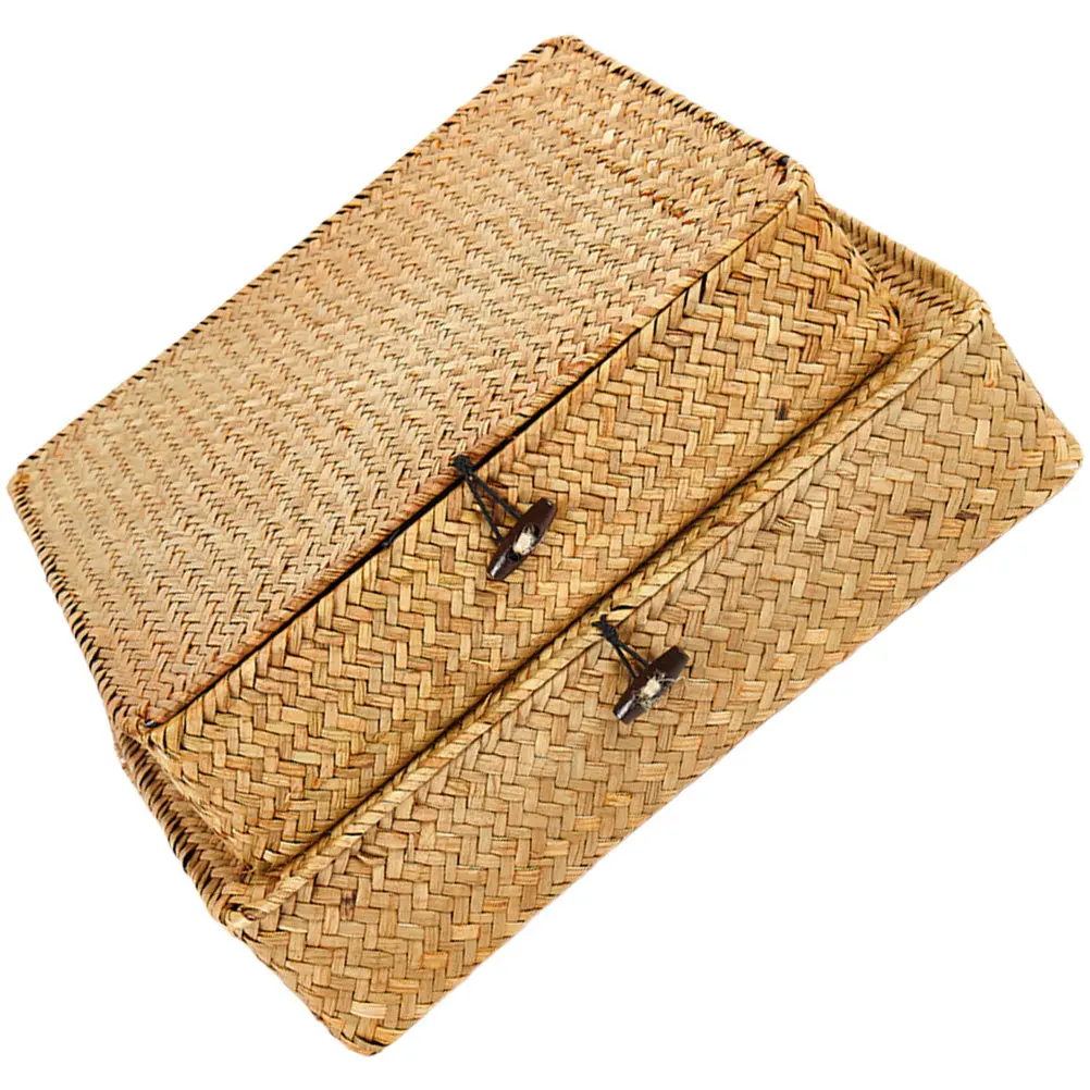2Pcs Seagrass Storage Baskets with Lid Woven Organizer Basket for Snacks Fruit Small Item Storage Decorative Bins
2Pcs Seagrass Storage Baskets with Lid Woven Organizer Basket for Snacks Fruit Small Item Storage Decorative Bins