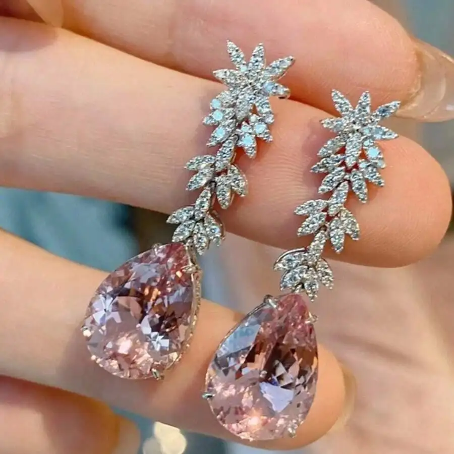 Pink Teardrop Leaf Drop Earrings Micro-Paved With Synthetic Cubic Zirconia Womens Jewelry
Pink Teardrop Leaf Drop Earrings Micro-Paved With Synthetic Cubic Zirconia Womens Jewelry