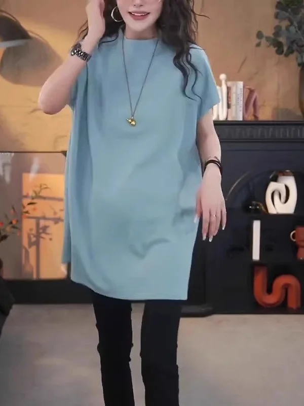 Blue plus Size Women's Fashionable Midi Sleeveless Top for Summer Unique Slimming Effect Korean Style Loose Fit T-Shirt
Blue plus Size Women's Fashionable Midi Sleeveless Top for Summer Unique Slimming Effect Korean Style Loose Fit T-Shirt