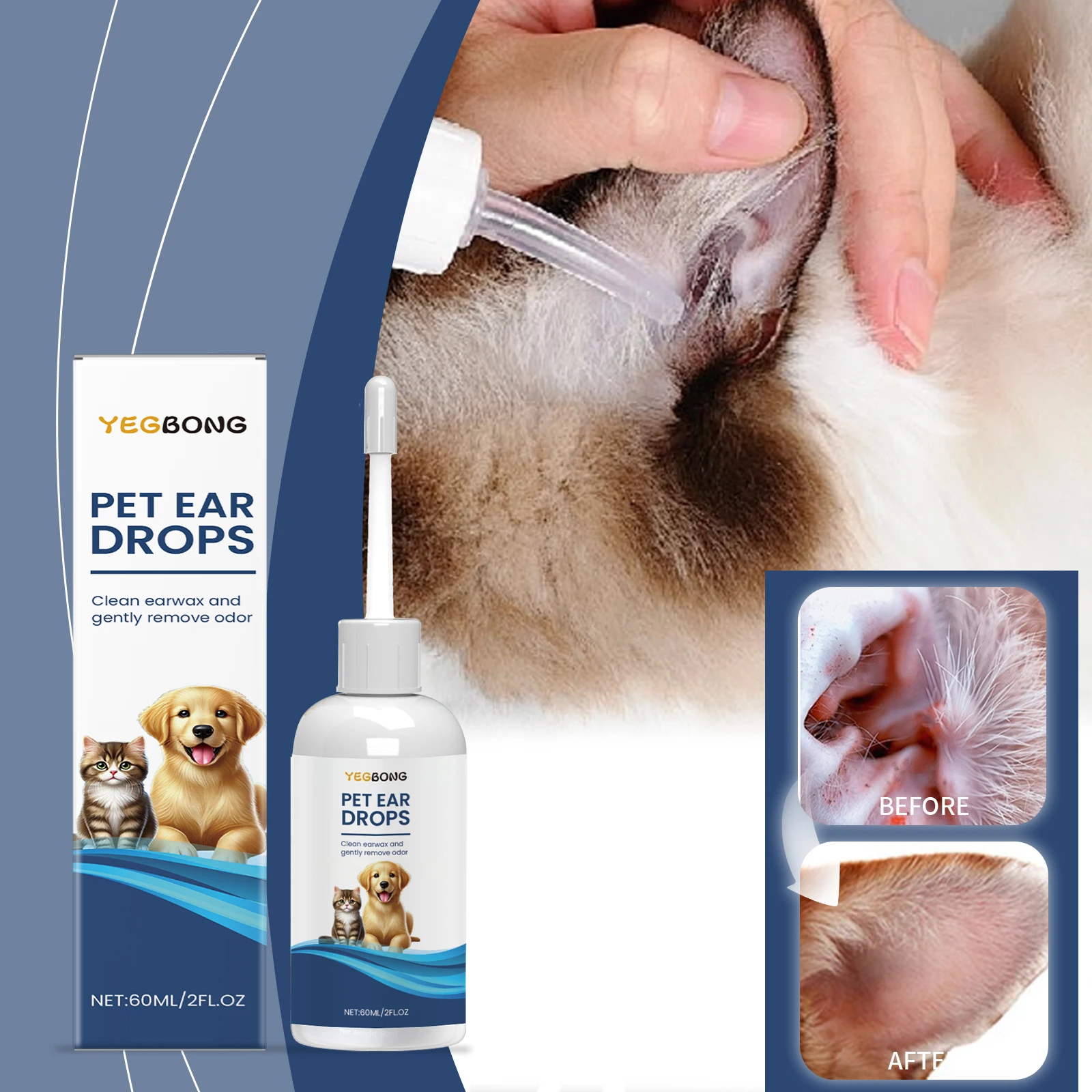 Pet ear cleanser Universal mild and hypoallergenic formula for dogs and cats to clean earwax and remove odors
Pet ear cleanser Universal mild and hypoallergenic formula for dogs and cats to clean earwax and remove odors