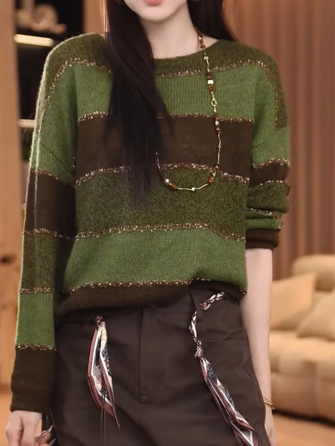 Свободный вязаный свитер в полоску, осень 2021, ленивый цвет, блузка, элитный топ, корейский длинный свек, женская мода
Свободный вязаный свитер в полоску, осень 2021, ленивый цвет, блузка, элитный топ, корейский длинный свек, женская мода