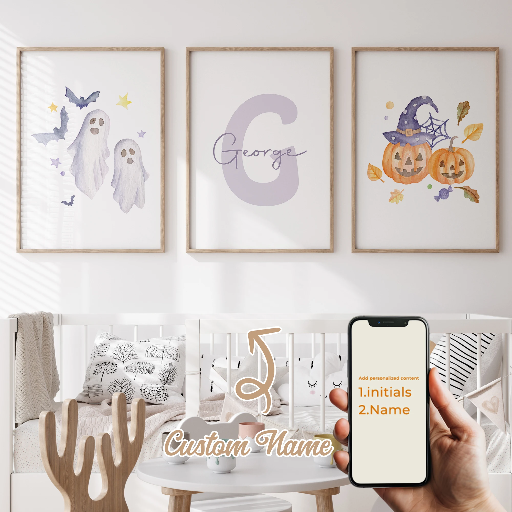 3pcs Personalized Custom Name Cute Cartoon Ghost Pumpkin Wall Art Print Picture For Halloween Living Room Kids Home Decor Gift
3pcs Personalized Custom Name Cute Cartoon Ghost Pumpkin Wall Art Print Picture For Halloween Living Room Kids Home Decor Gift