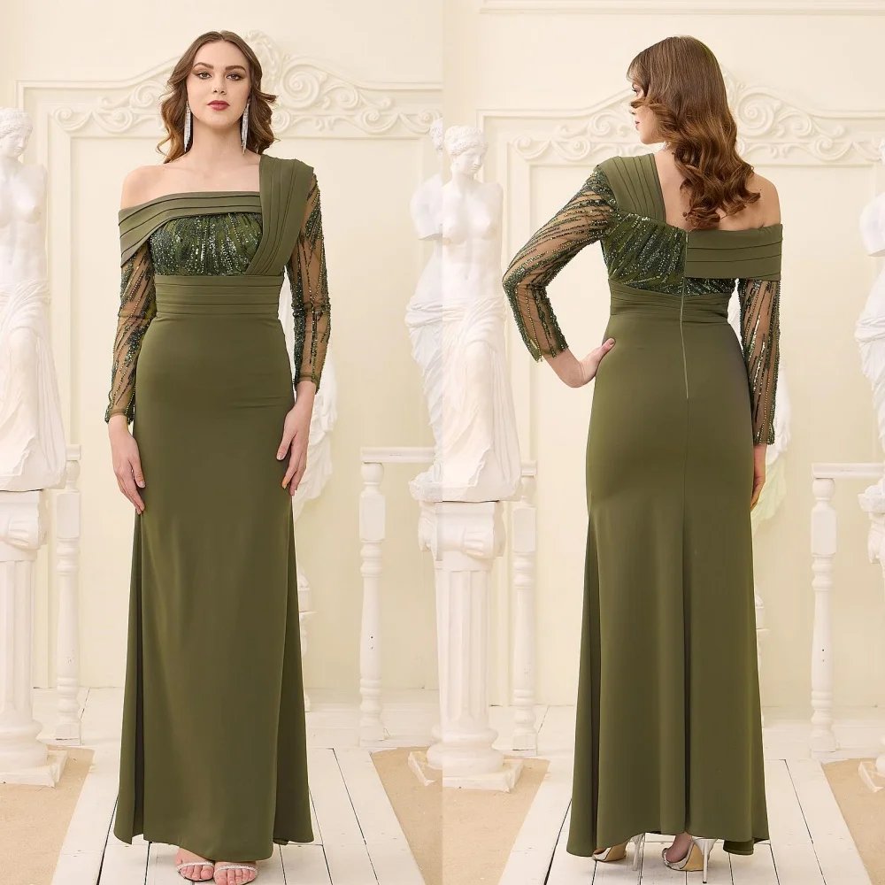 Customized Retro Jersey Sequined Pleat Straight Off-the-shoulder Midi Dresses Bespoke Occasion Chinese Style
Customized Retro Jersey Sequined Pleat Straight Off-the-shoulder Midi Dresses Bespoke Occasion Chinese Style