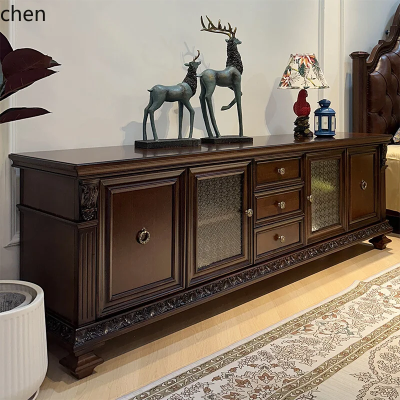 CP solid wood coffee table combination pure solid wood retro furniture villa engraved TV
CP solid wood coffee table combination pure solid wood retro furniture villa engraved TV