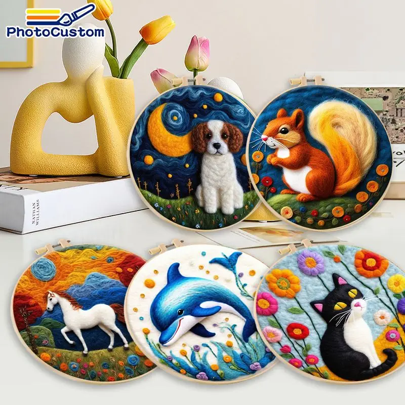 PhotoCustom картина из конской шерсти, набор для ручной вышивки «сделай сам», наборы для валяния игл с животными для начинающих, подарочный стартовый набор для вышивания
PhotoCustom картина из конской шерсти, набор для ручной вышивки «сделай сам», наборы для валяния игл с животными для начинающих, подарочный стартовый набор для вышивания