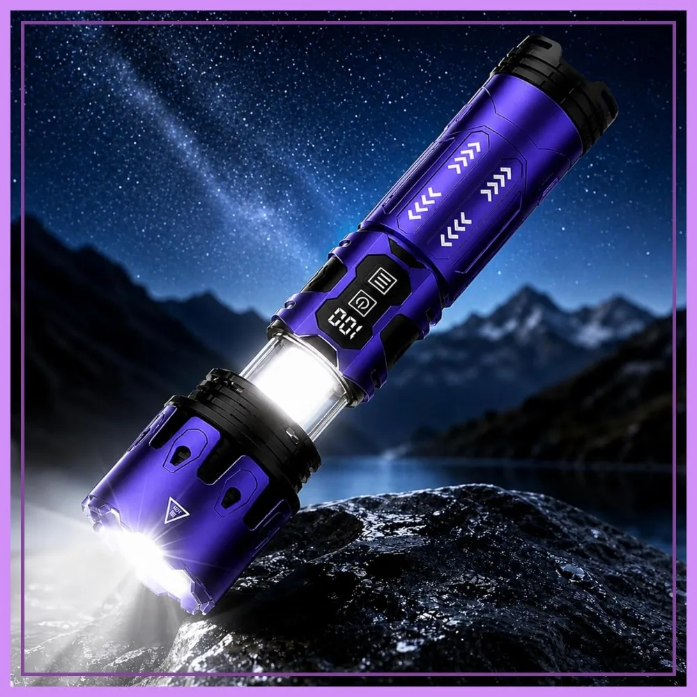 3000 Lumens Rechargeable Flashlight, Zoomable Focus, IPX6 Waterproof Tactical Light for Camping, Emergency & Outdoor Use, Purple
3000 Lumens Rechargeable Flashlight, Zoomable Focus, IPX6 Waterproof Tactical Light for Camping, Emergency & Outdoor Use, Purple