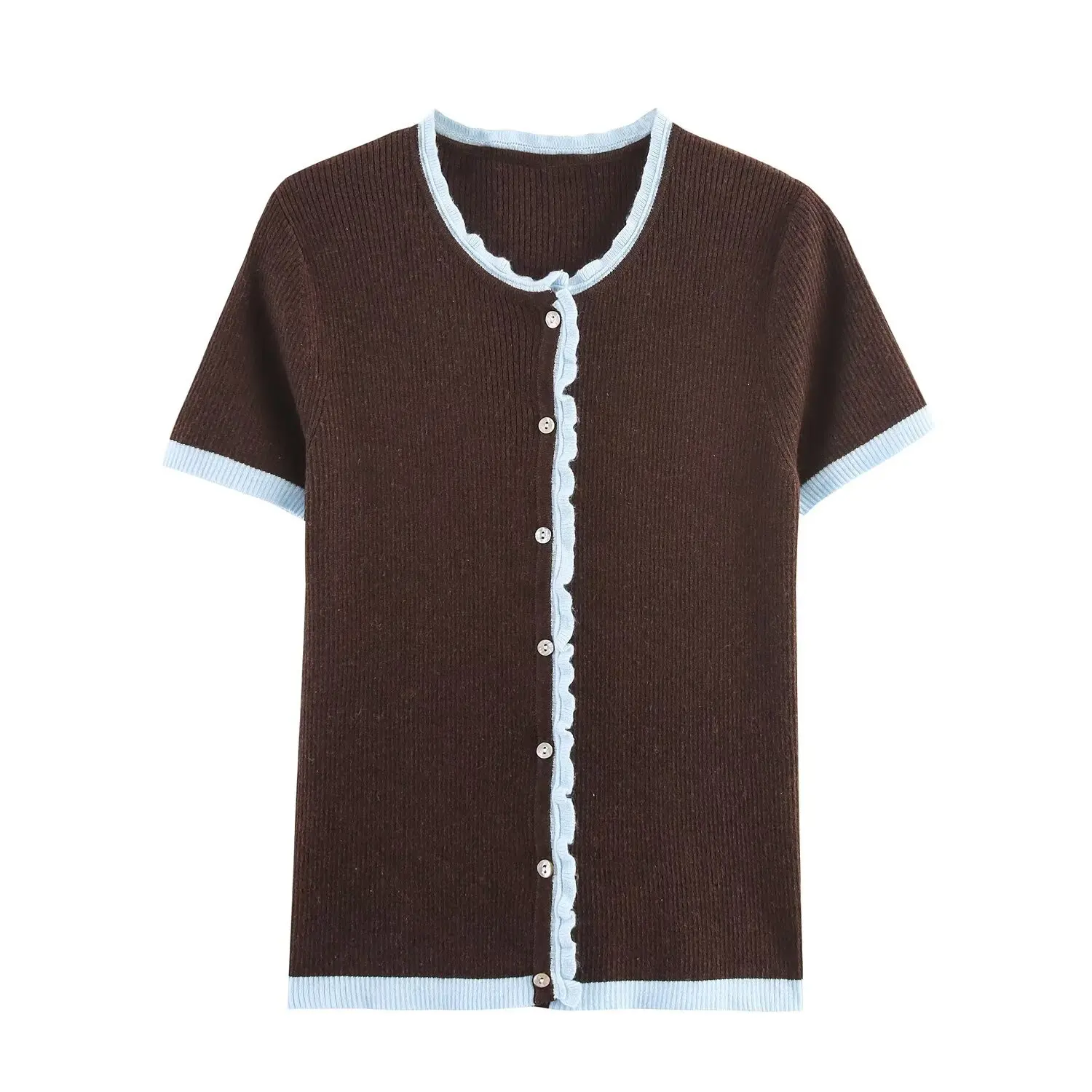 Fashionable Casual Color Block Knitted Short Sleeve Jacket Women's Clothing Quick Sale Trendy Top Coat
Fashionable Casual Color Block Knitted Short Sleeve Jacket Women's Clothing Quick Sale Trendy Top Coat