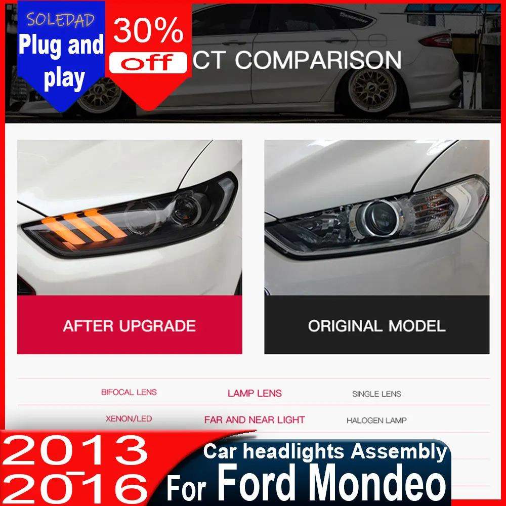 Передняя фара для Ford Fusion 2013-2016, стиль Mondeo Mustang, светодиодная, с функцией дневных ходовых огней (DRL)
Передняя фара для Ford Fusion 2013-2016, стиль Mondeo Mustang, светодиодная, с функцией дневных ходовых огней (DRL)