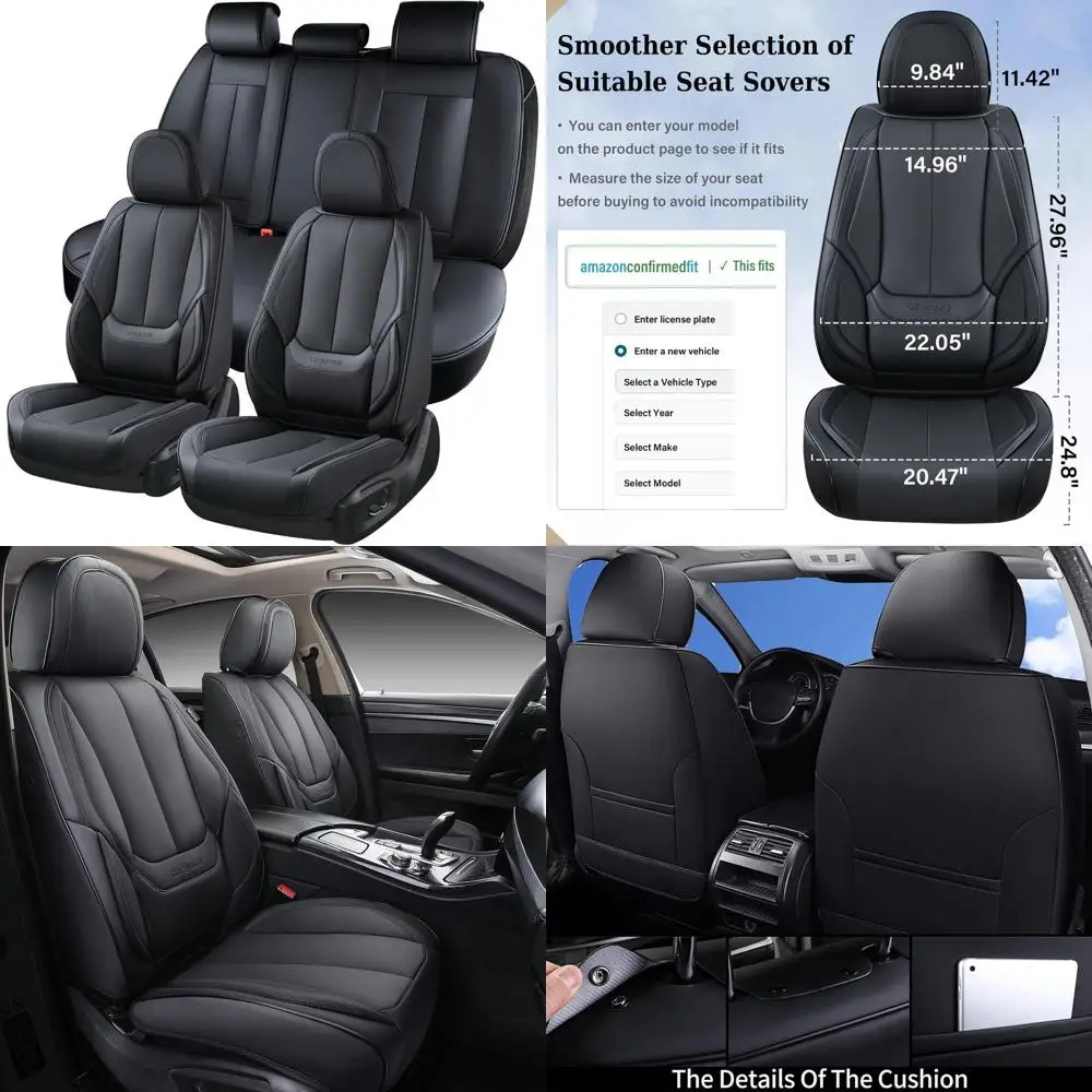 Seat Covers Full Set, Black Seat Covers for Cars 5 Seats, Car Seat Protector, Waterproof Nappa Leather Car Seat Cushion, Front a
Seat Covers Full Set, Black Seat Covers for Cars 5 Seats, Car Seat Protector, Waterproof Nappa Leather Car Seat Cushion, Front a