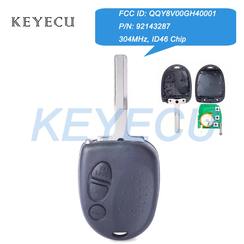 Автомобильный брелок Keyecu с 3 кнопками, 304 МГц для Chevrolet Caprice Lumina 1999 2000 2001 2002 2003 2004 2005 2006 QQY8V00GH40001
Автомобильный брелок Keyecu с 3 кнопками, 304 МГц для Chevrolet Caprice Lumina 1999 2000 2001 2002 2003 2004 2005 2006 QQY8V00GH40001