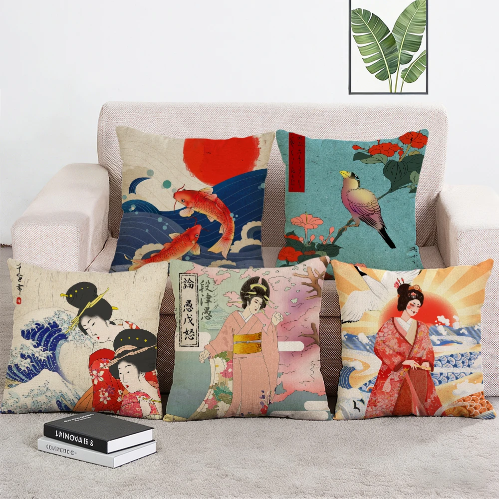 Japanese Ukiyo-e Throw Pillow Cover Mount Fuji & Koi Fish Print Cushion Case for Sofa Bedroom Retro Art Home Decor
Japanese Ukiyo-e Throw Pillow Cover Mount Fuji & Koi Fish Print Cushion Case for Sofa Bedroom Retro Art Home Decor