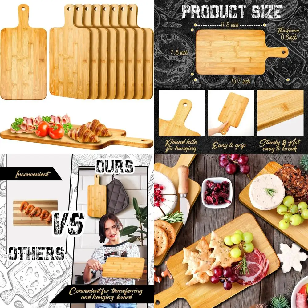 Деревянные бамбуковые разделочные доски с ручкой, набор из 10 предметов, 15,7 x 7,8, идеально подходят для использования на кухне, сервировки пиццы, хлеба, сыра и Мор
Деревянные бамбуковые разделочные доски с ручкой, набор из 10 предметов, 15,7 x 7,8, идеально подходят для использования на кухне, сервировки пиццы, хлеба, сыра и Мор