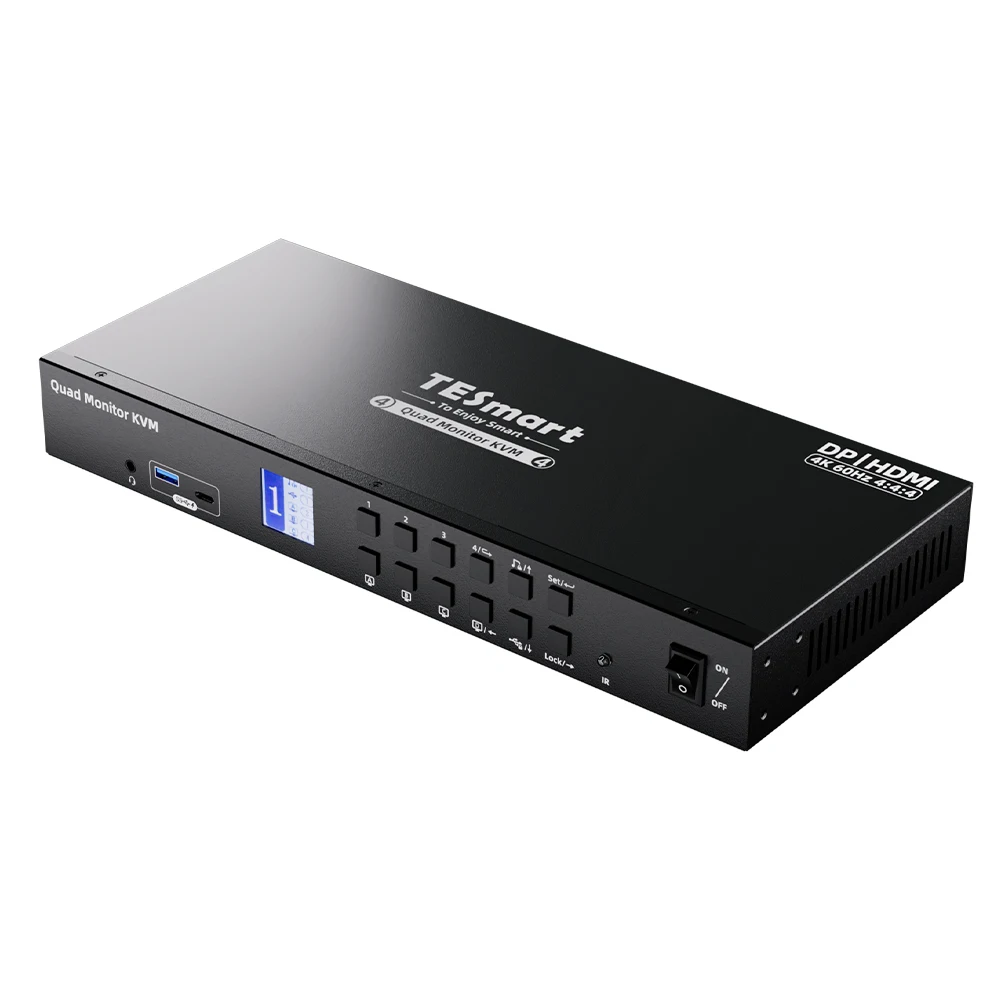 Комплект док-станции TESmart Quad MST KVM с 4K60 Гц EDID для 4 ПК K&M Pass-Through 2 переключателя режима отображения
Комплект док-станции TESmart Quad MST KVM с 4K60 Гц EDID для 4 ПК K&M Pass-Through 2 переключателя режима отображения