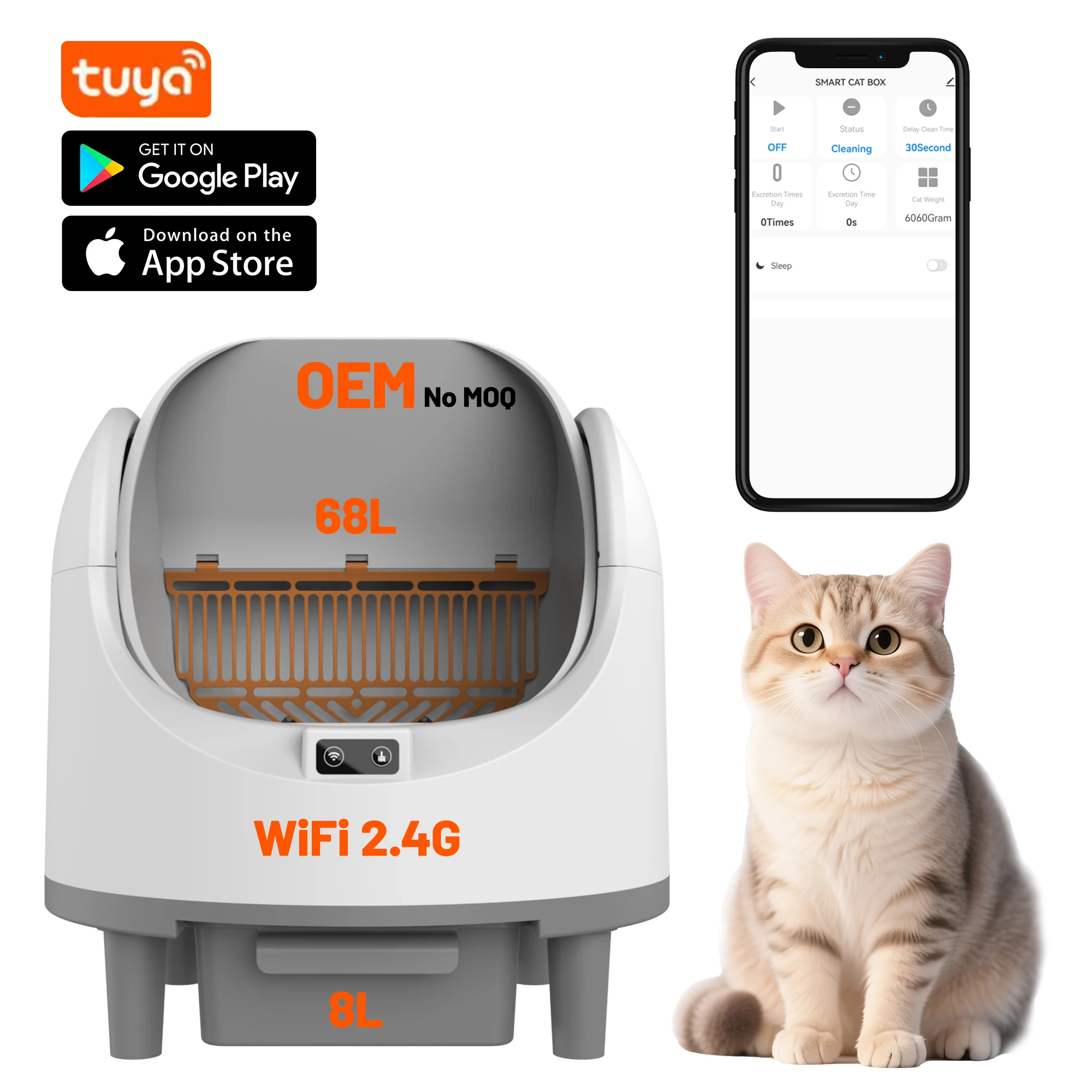 STLF68L Smart Automatic Cat LittersBox Large Capacity Self Cleaning with Odor-Removal Tuya APP Control for Multiple Cats
STLF68L Smart Automatic Cat LittersBox Large Capacity Self Cleaning with Odor-Removal Tuya APP Control for Multiple Cats