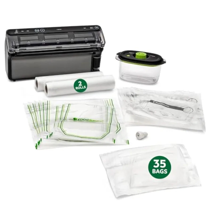 Elite All-in-One Liquid+ Vacuum Sealer with Bags for kitchen use, stainless steel body, black finish, seals liquids and solids
Elite All-in-One Liquid+ Vacuum Sealer with Bags for kitchen use, stainless steel body, black finish, seals liquids and solids