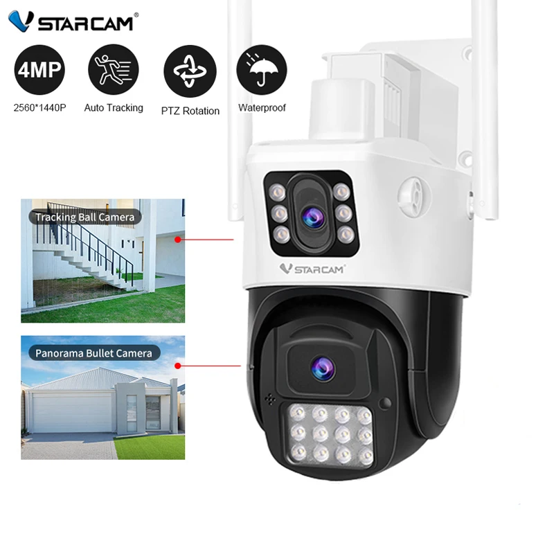 Vstarcam 2MP IP наружная камера WiFi двойной объектив с двумя экранами 1080P AI Обнаружение человека безопасность ночное видение 2-полосное аудио
Vstarcam 2MP IP наружная камера WiFi двойной объектив с двумя экранами 1080P AI Обнаружение человека безопасность ночное видение 2-полосное аудио