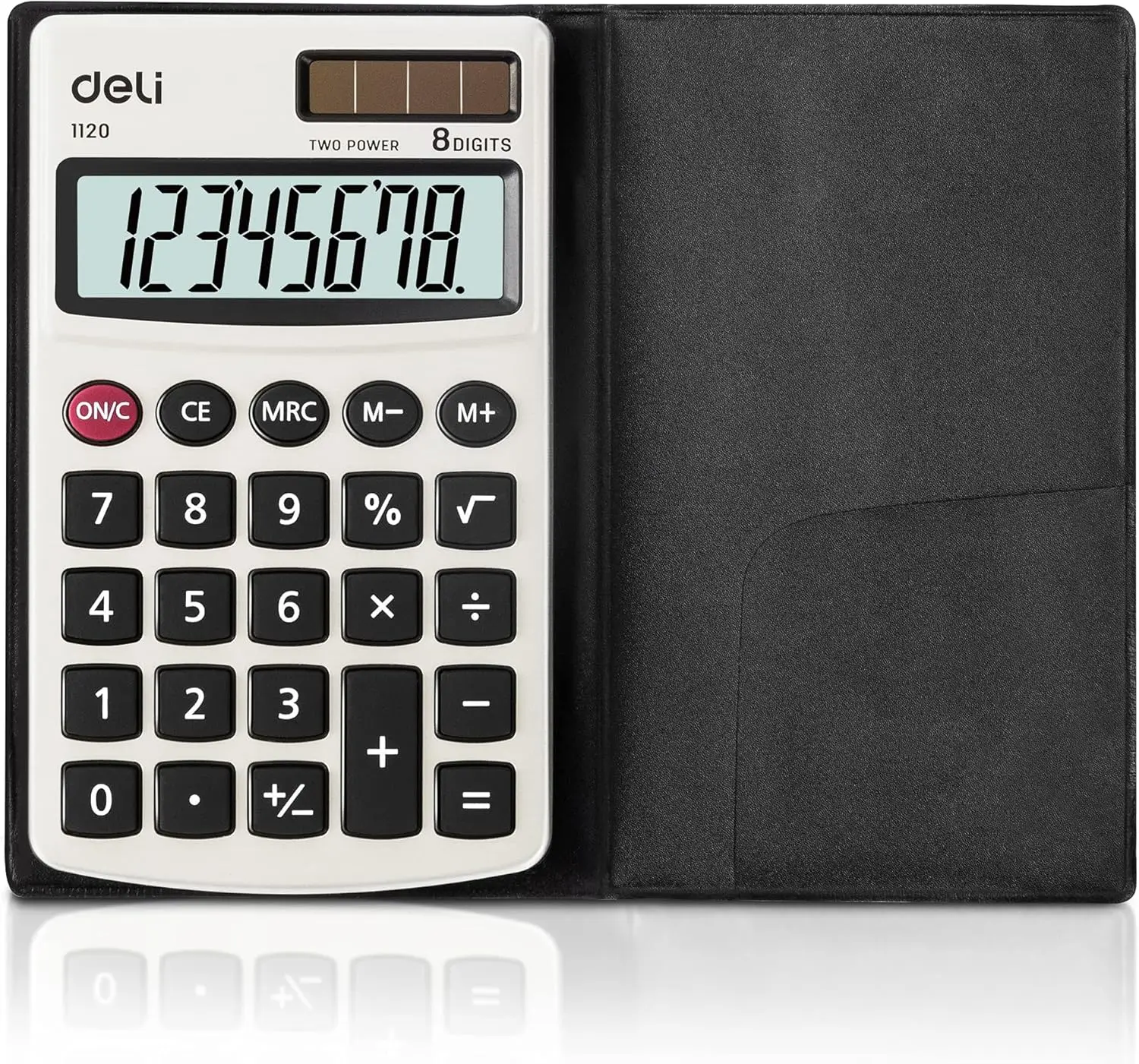 8-Digit Dual Power Calculator with Metal Panel & Cover, Solar/Battery, Pocket Size
8-Digit Dual Power Calculator with Metal Panel & Cover, Solar/Battery, Pocket Size