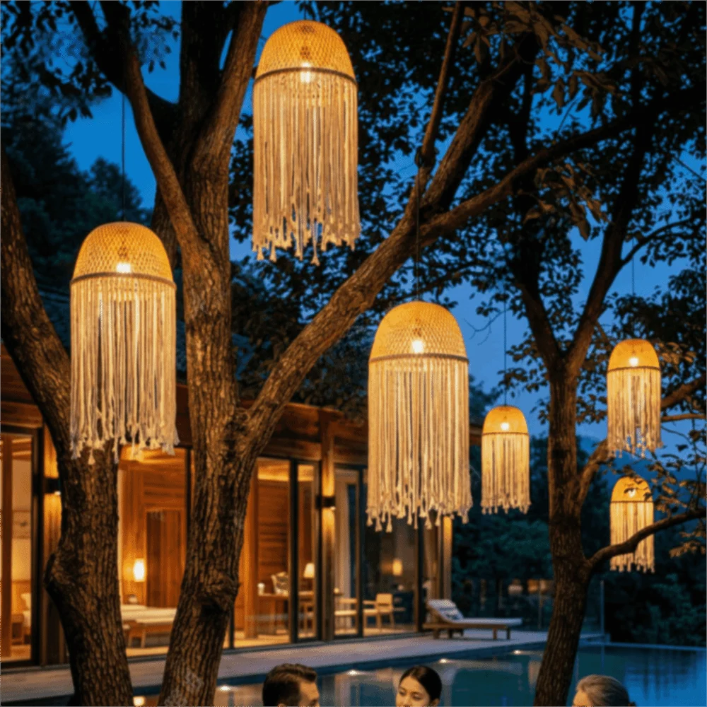 Vintage Waterproof Rope Lantern Jellyfish Design Bamboo Woven Pendant Lamp Vintage Style Outdoor Lantern Outdoor Use
Vintage Waterproof Rope Lantern Jellyfish Design Bamboo Woven Pendant Lamp Vintage Style Outdoor Lantern Outdoor Use
