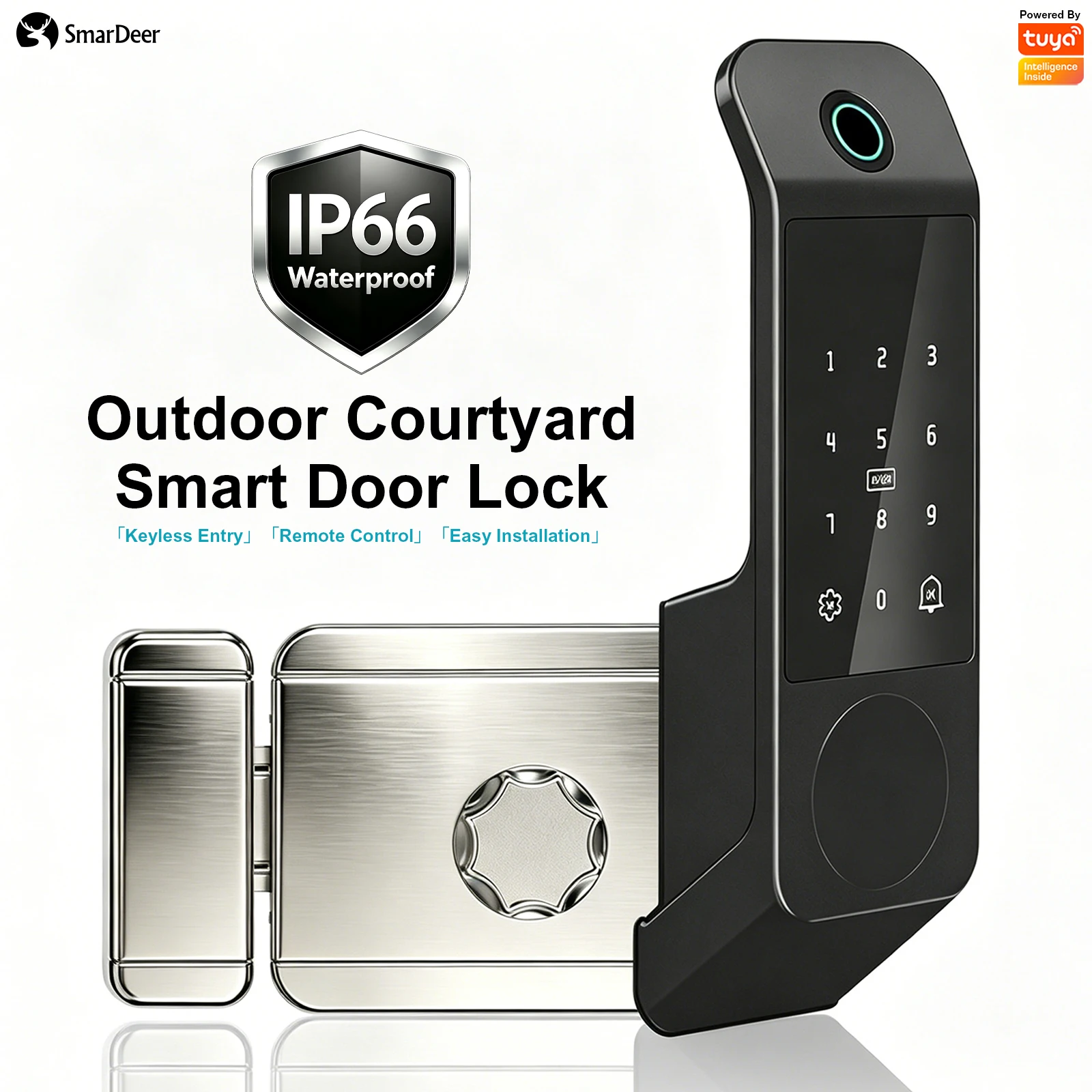 SmarDeer Outdoor Gate Smart Lock IP66 Waterproof Biometric Fingerprint Recognition Anti-Theft Keyless Electronic Door Lock
SmarDeer Outdoor Gate Smart Lock IP66 Waterproof Biometric Fingerprint Recognition Anti-Theft Keyless Electronic Door Lock