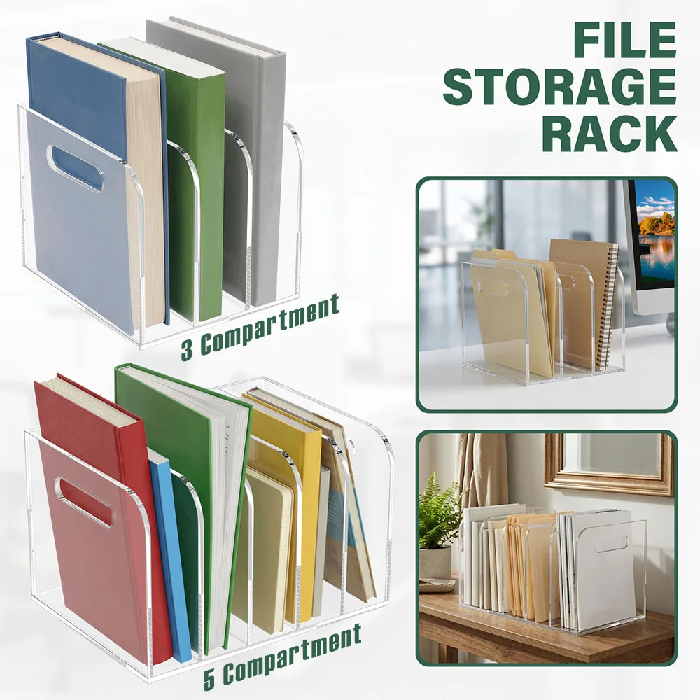 3/5 Compartment Clear Acrylic Folder Holder Vertical Transparent Book Stand with Handle Desk Document Storage Rack Home Office
3/5 Compartment Clear Acrylic Folder Holder Vertical Transparent Book Stand with Handle Desk Document Storage Rack Home Office