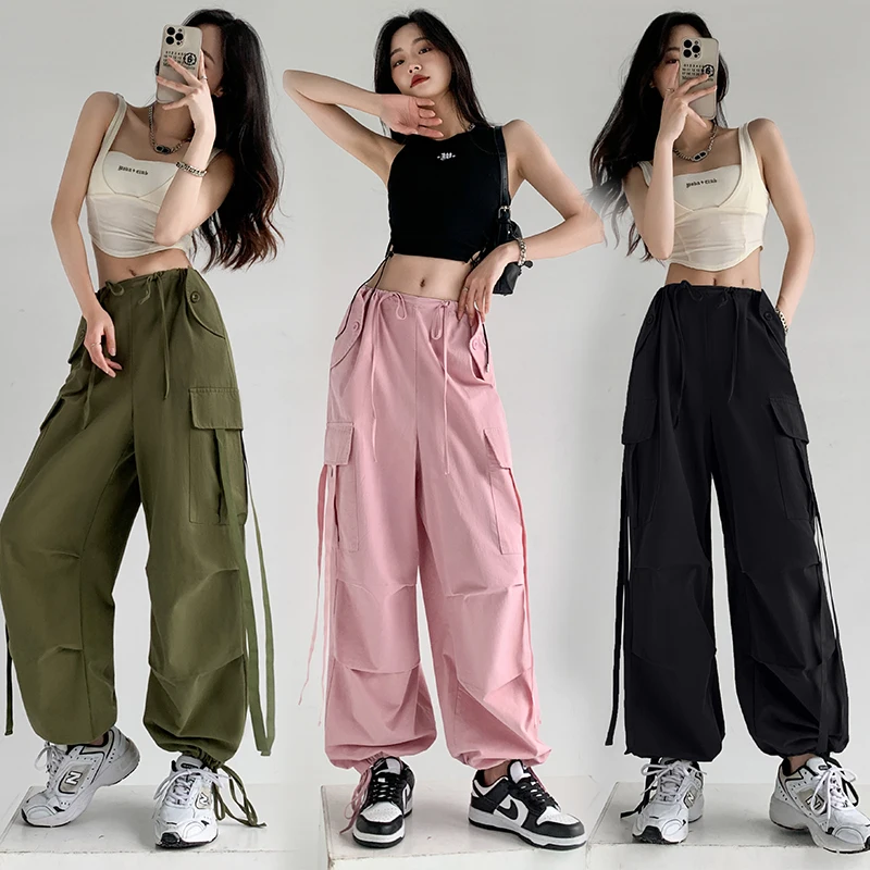 Pink Fashion Drawstring Cargo Pants Women Summer Casual Pockets Wide-leg Pants Street Style Chic Ladies High Waist Trousers
Pink Fashion Drawstring Cargo Pants Women Summer Casual Pockets Wide-leg Pants Street Style Chic Ladies High Waist Trousers