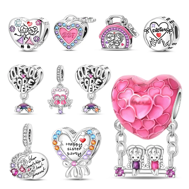Silver S925 Sisters Friendship Series Pink Heart Charm Forever Love Beads Fit Original Bracelet Diy Fine Jewelry Gifts for Women
Silver S925 Sisters Friendship Series Pink Heart Charm Forever Love Beads Fit Original Bracelet Diy Fine Jewelry Gifts for Women